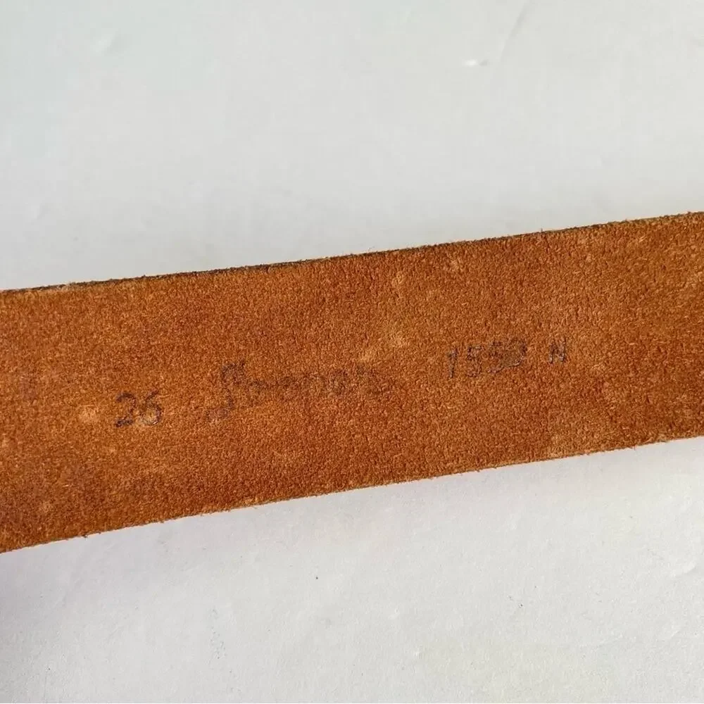 Vintage Tooled Leather Belt Hunting Dog Brown Western ERICA Womens Girls 26‎ XS